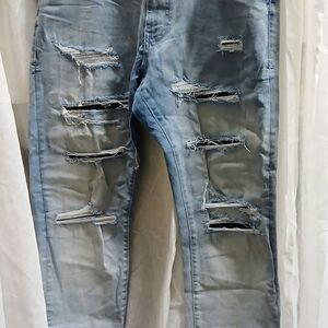 Sea Light Blue Distressed Skinny Jeans